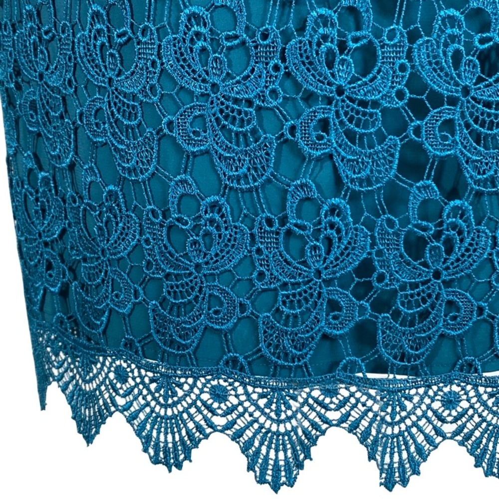 Antonio Melani Lace Sheath Dress Blue Teal Formal - Picture 7 of 8